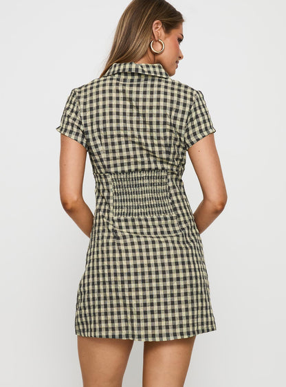 Motley Mini Dress Brown Check Princess Polly