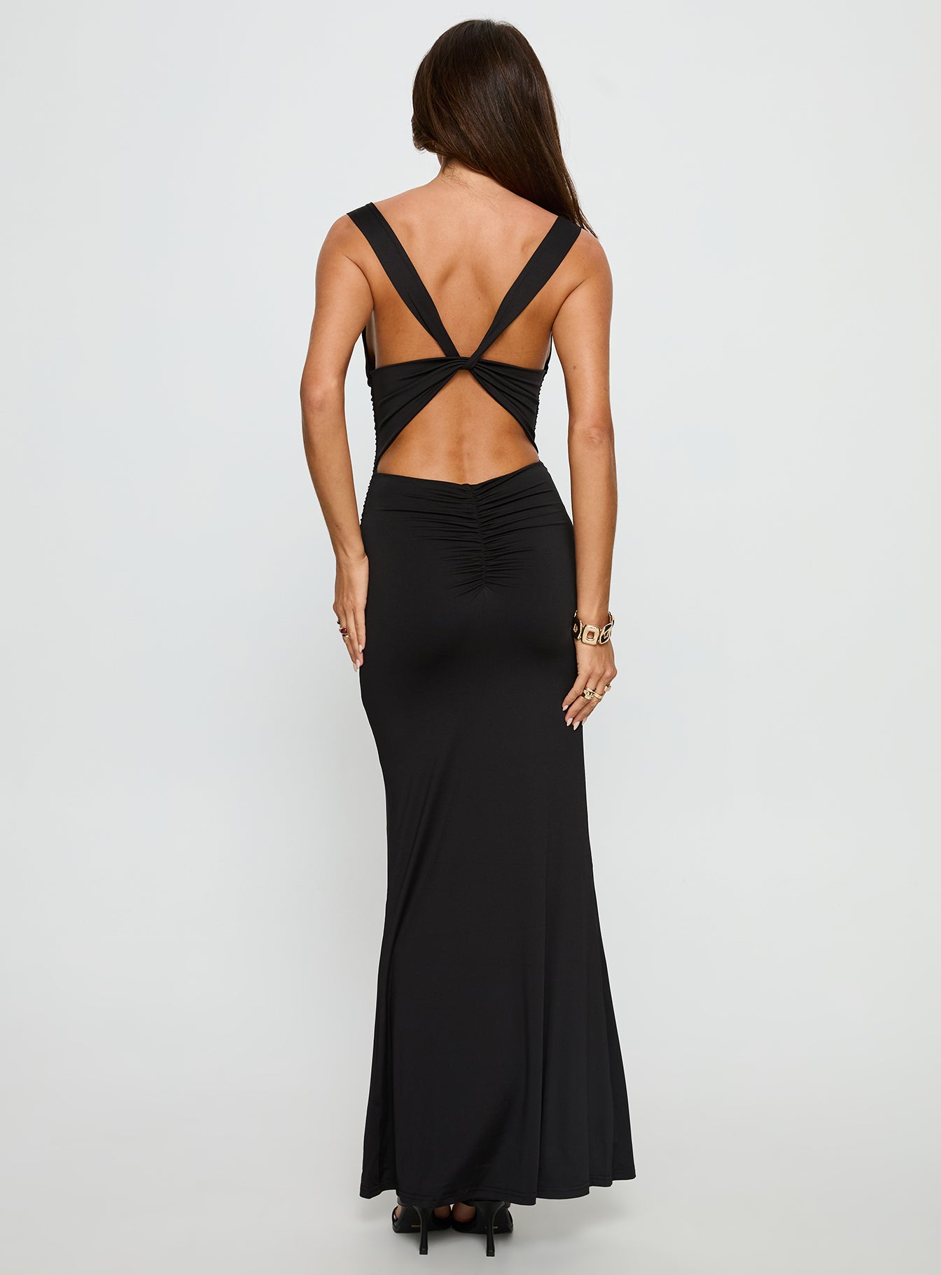 Yakira Halter Cut Out Maxi Dress Black Princess Polly
