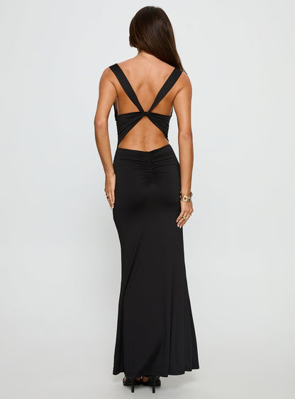 Yakira Halter Cut Out Maxi Dress Black Princess Polly