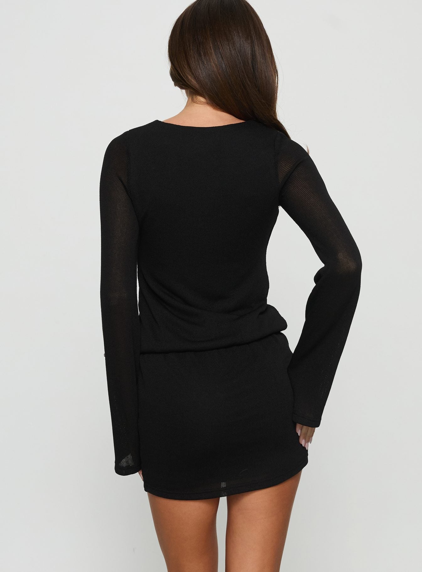 Charming Long Sleeve Mini Dress Black Princess Polly