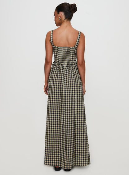 Cartmel Check Maxi Dress Black / Cream Princess Polly