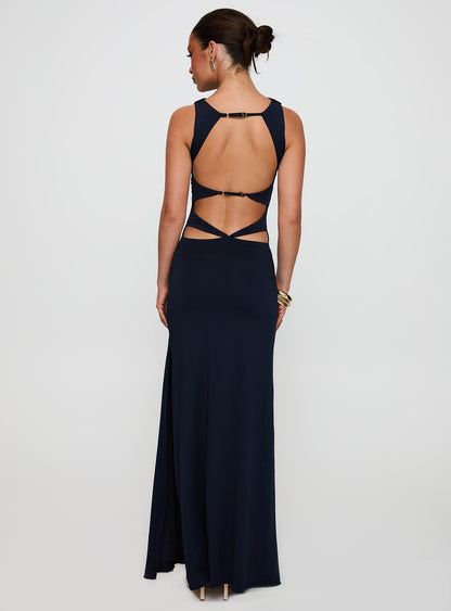 Undeniable Cut Out Maxi Dress Navy Princess Polly