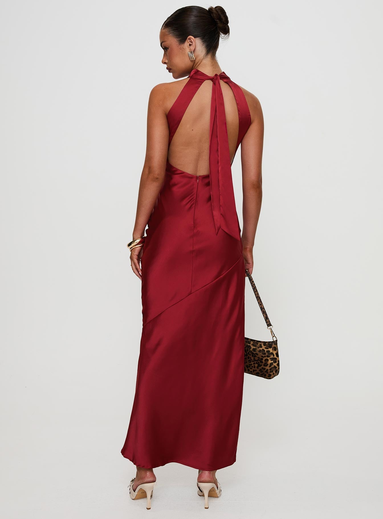 Mordecai Halter Maxi Dress Burgundy Princess Polly