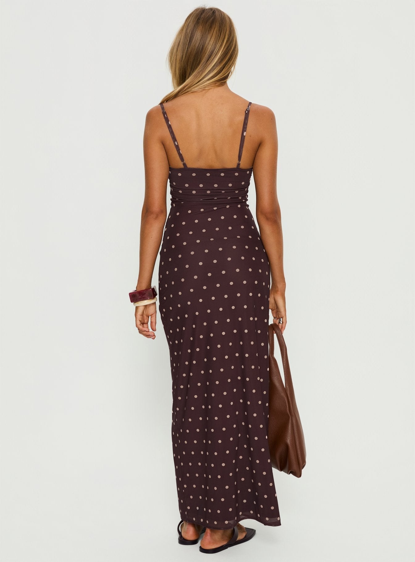 Glass Half Full Mesh Maxi Dress Plum / Pink Polka Dot Princess Polly