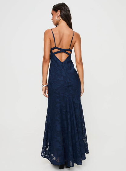 Cyrene Maxi Dress Navy Princess Polly