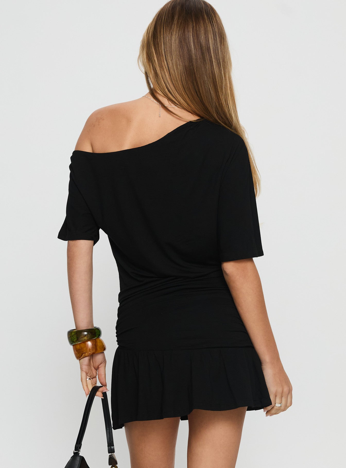 Haylo Off Shoulder Drape Mini Dress Black Princess Polly