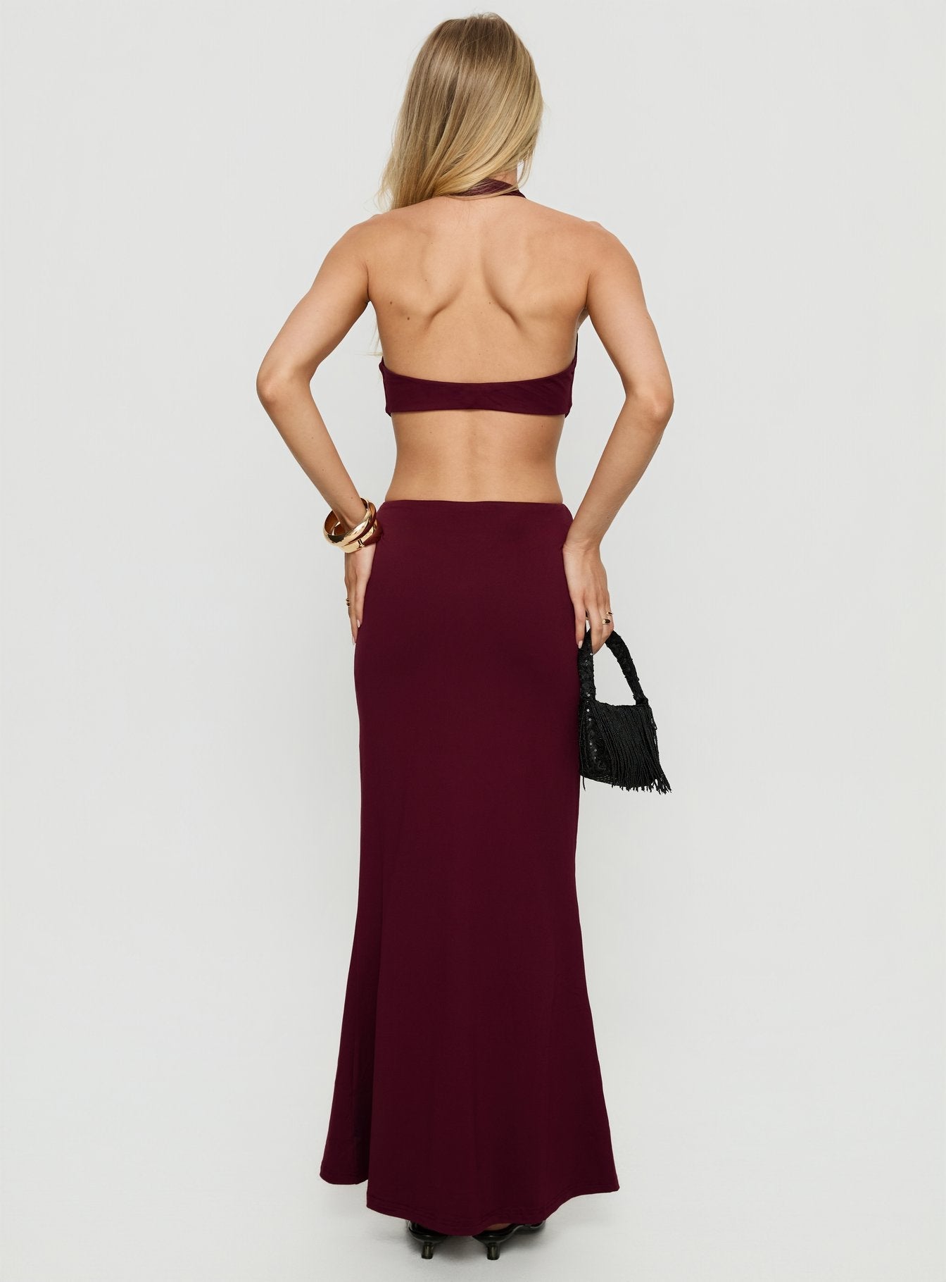 Idella Halter Cut Out Maxi Dress Plum Princess Polly