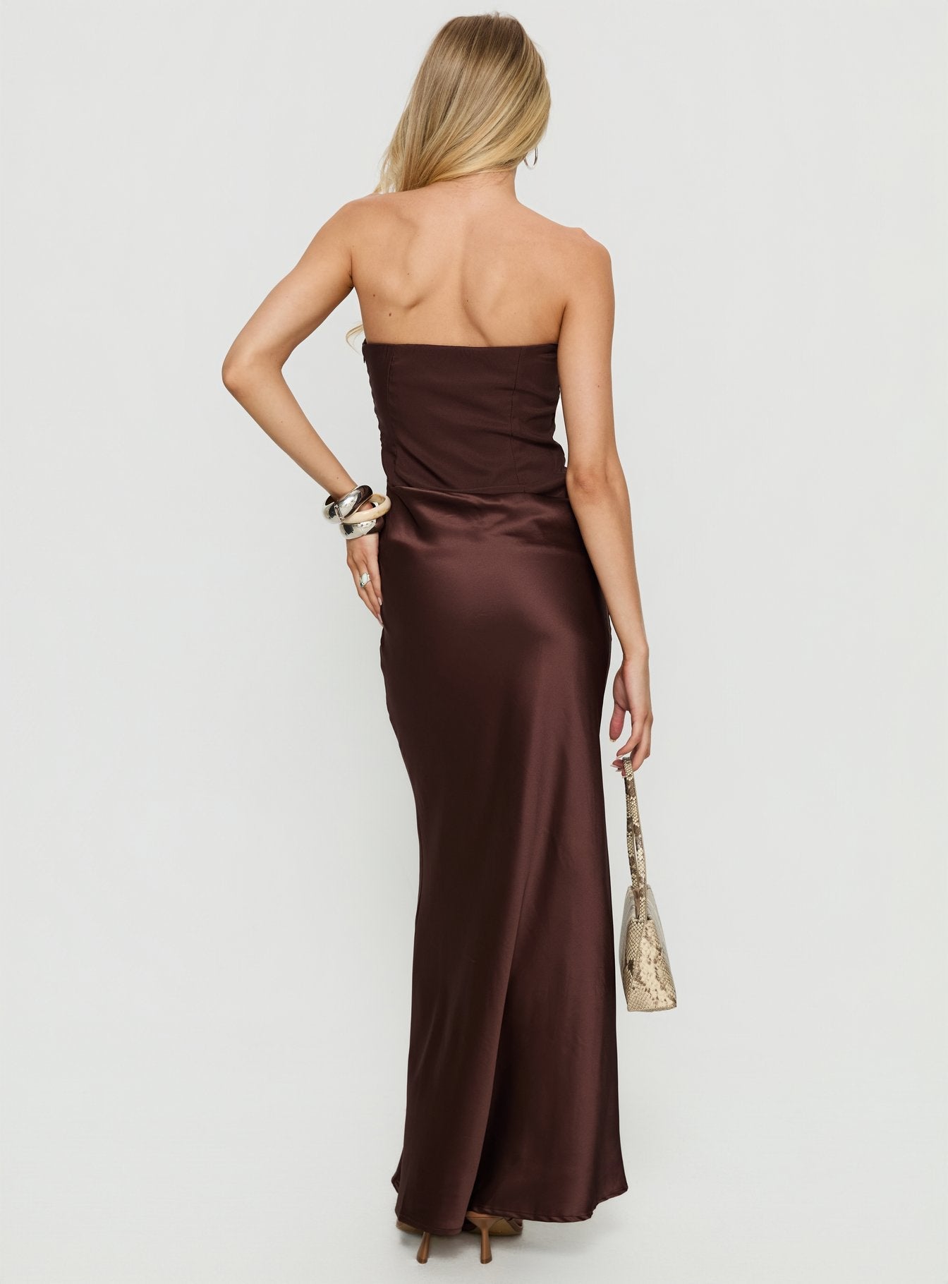 Lulita Strapless Maxi Dress Brown Princess Polly