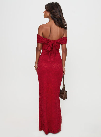 Allured Strapless Maxi Dress Burgundy Princess Polly