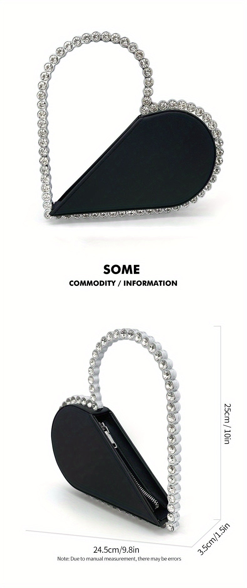 Mini Heart Shape Women's Elegant Evening Bag, Trendy Clutch Purse for Party Prom and Wedding Beauty Fashion