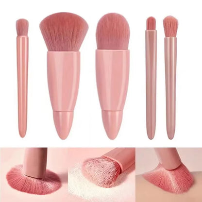 5Pcs Travel Size Makeup Brushes Set Mini Makeup Brushes, Small Complete Function Cosmetic Brushes Kit with Case and Mirror5Pcs T