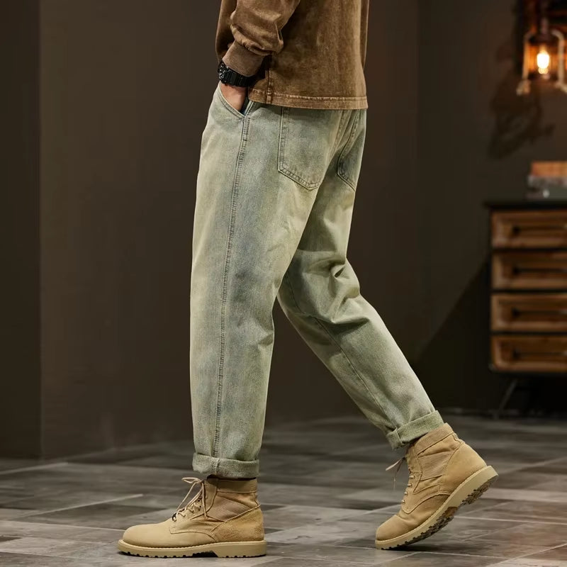 Men'S 95% Cotton Jeans High Quality Loose Harem Pants Fashion Baggy Casual Outdoor Work Denim Pants Brand Men'S Clothing