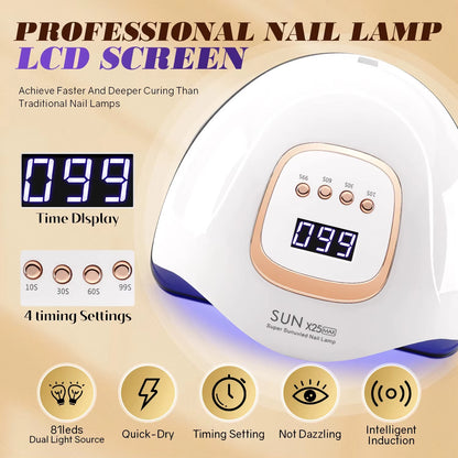 Professional 81LED Nail Lamp - Smart Sensor Auto-On/Off for 30S Fast Curing Gel Polish