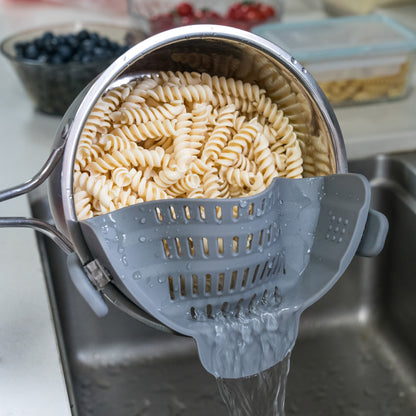 1pc ABERZEY Clip-On Strainer for Pots & Pans - Durable Plastic Kitchen Colander for Pasta, Meat, Vegetables, Fruits - Easy Drainage & Compact Design, Strainer for Pasta, Vegetable Preparation, Modern Kitchenware, Efficient Dr Beauty Fashion