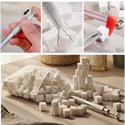 Professional Ombre Aura Nail Art Kit - 100/300/500Pcs Soft Sponges with Grabbing Pen Manicure Accessories