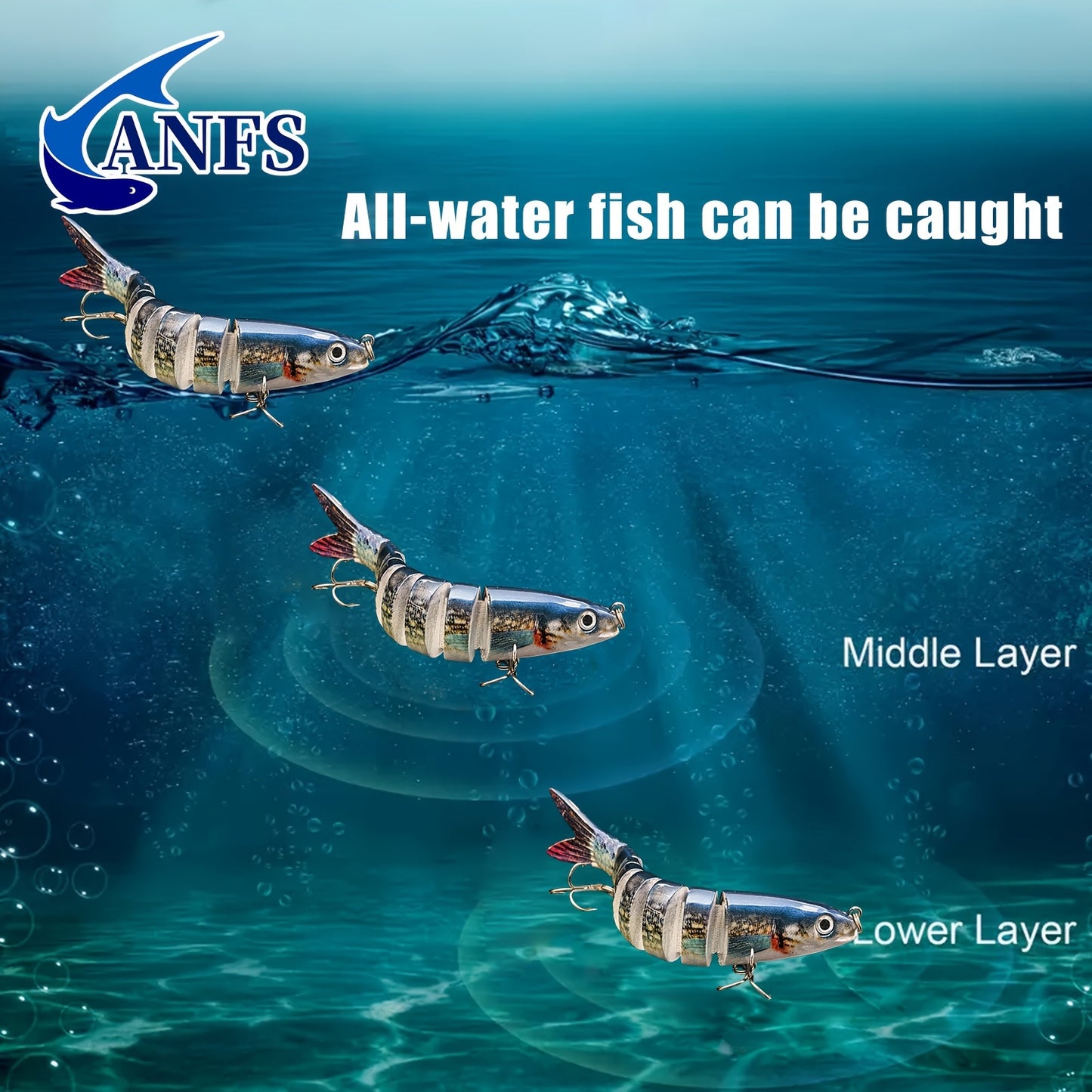 ANFS Multi-Jointed Swimbait Crankbait - Slow-Sinking Bionic Fishing Lure with Multi-Section Joints, ABS Body & Treble Hooks, Freshwater/Saltwater Compatible for Trout, Bass, Pike, Walleye - Realistic Artificial Baits (Multi-C Beauty Fashion