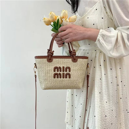 New Summer Bohemian Straw Beach Bag for Women Designer Shoulder Bag Cute Purse and Handbags Embroidered Female Crossbody Bags