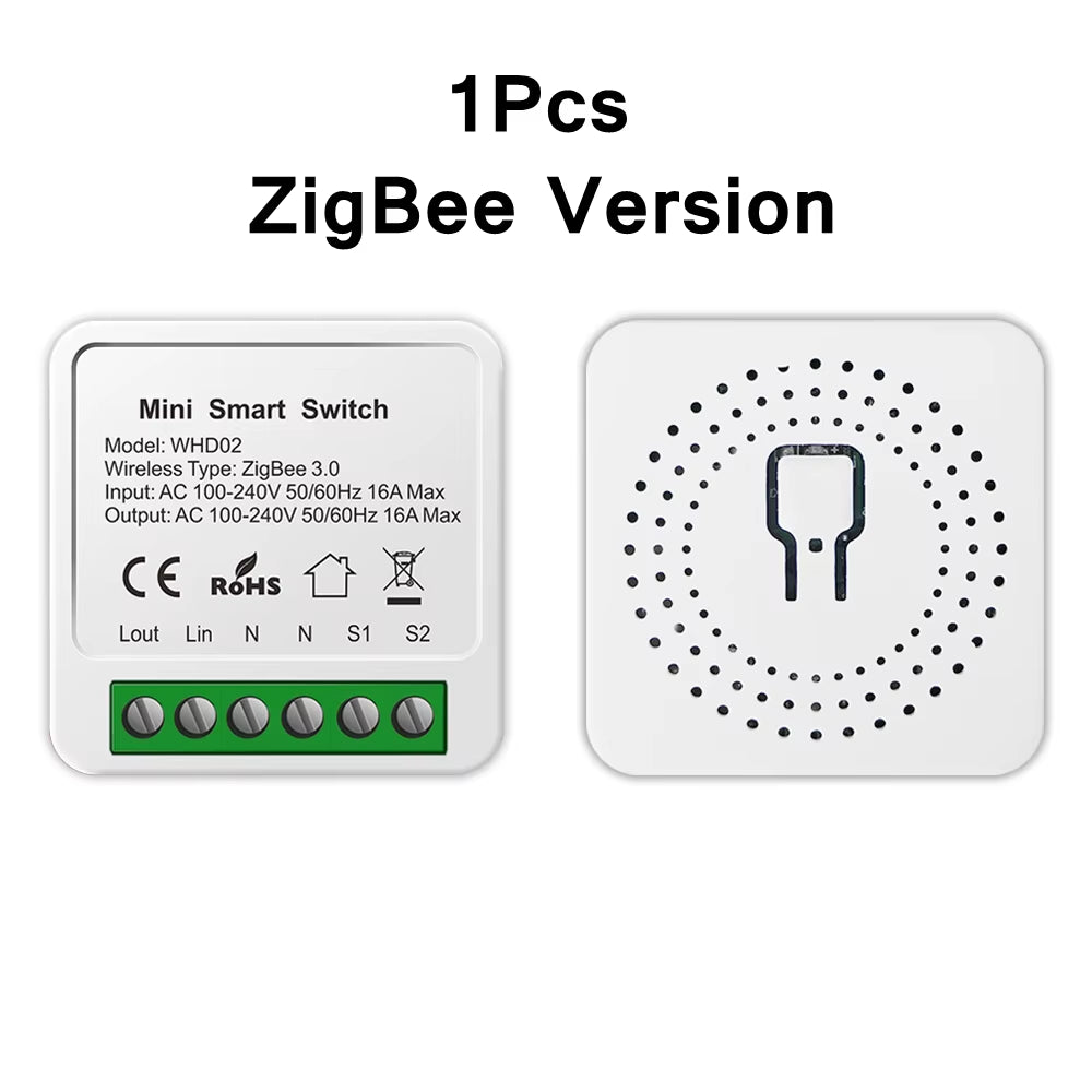 Tuya Smart Home Zigbee Wifi Smart Switch with Power Monitor 16A Mini Breaker Voice Control for Homekit Siri Alexa Google Alice