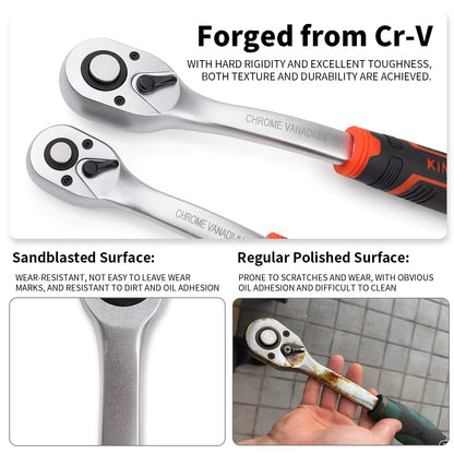 New Frosted Quick Ratchet Wrench Oil-Resistant 72 Tooth Drive 1/4 3/8 1/2 Inch Socket Two-Way Flying Wrench DIY Hand Repair Tool