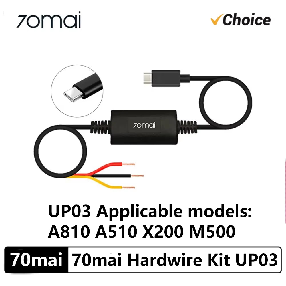 Original 70Mai Parking Surveillance Cable UP03 for 70Mai A810 A510 X800 X200 Omni M500 Hardwire Kit UP03 24H Parking Monitor