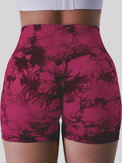 5-Pack Tie-Dye Fitness Shorts for Women, High Waist Scrunch Butt Gym Yoga Peach Booty Shorts, Sport Style Beauty World Shop