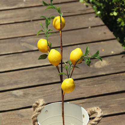1Pcluxury Lemon Fruit Branch with Green Leaves Artificial Flowers Home Photography Props Flores Artificales Fake Plants