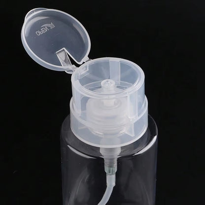 200ML Empty Pump Liquid Alcohol Press Nail Polish Remover Cleaner Bottle Nail Refillable Bottle Dispenser Manicure Container