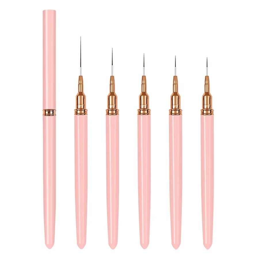 5PCS Nail Art Liner Brush Set - French Stripe/Line/Flower Painting Pens for Acrylic Gel Polish Manicure