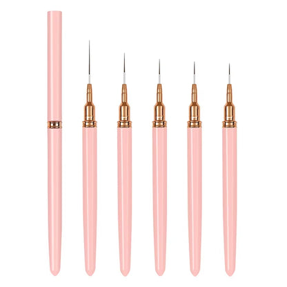 5PCS Nail Art Liner Brush Set - French Stripe/Line/Flower Painting Pens for Acrylic Gel Polish Manicure