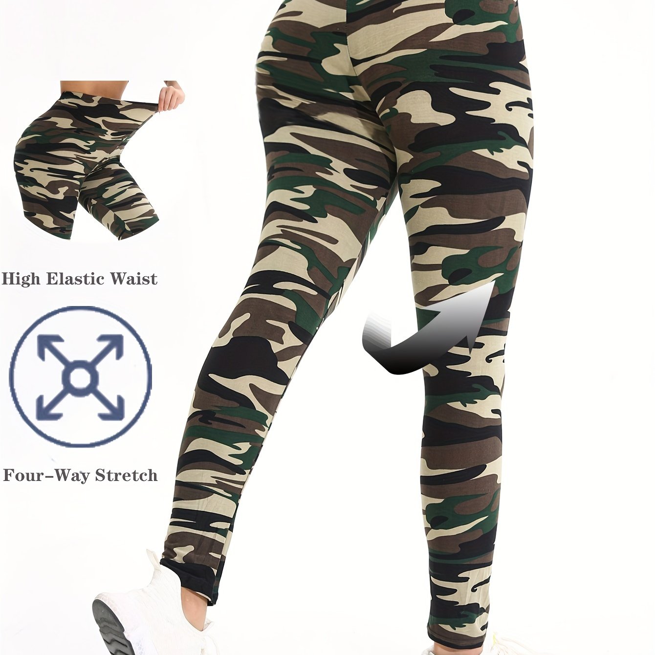 [Women's Athletic Booty Sport Tights] Fashion Camo Yoga Leggings Women Athletic Exercise Fitness Butt Lift Booty Sport Cropped Pants High Elastic Waist Gym Tights Workout Trousers