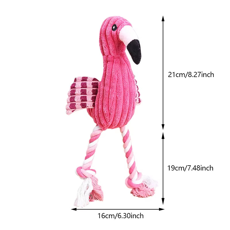 1PC Cute Flamingo Plush Dog Toys Funny Interactive Squeaky Chew Ropes Toys for Small Large Pets Teeth Cleaning Supplies
