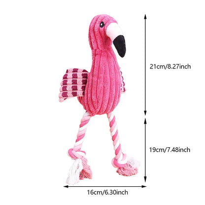 1PC Cute Flamingo Plush Dog Toys Funny Interactive Squeaky Chew Ropes Toys for Small Large Pets Teeth Cleaning Supplies