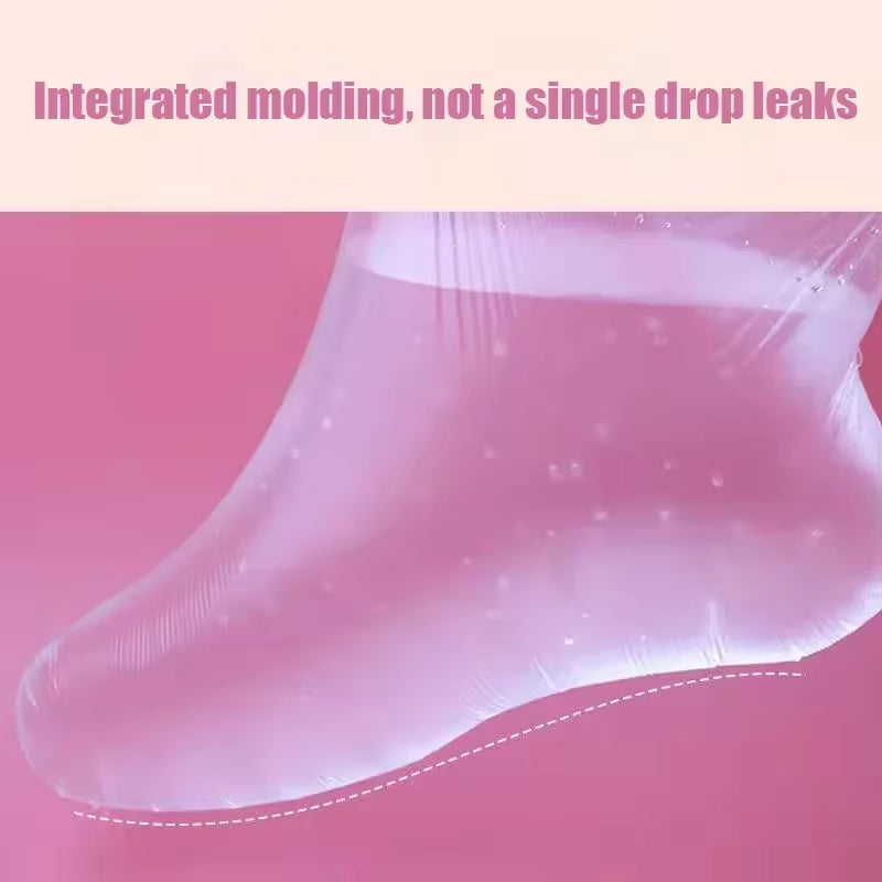 100Pc Disposable Moisturizing Foot Socks for Dry Cracked Feet SPA Covers PE Plastic Film DIY Soothing Massage Pedicure Care Tool