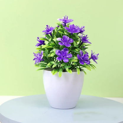 1Pc Artificial Potted Plant Small Bonsai Flowers Pot Simulated Tree Ornaments Wedding Home Hotel Office Decoration Indooroutdoor
