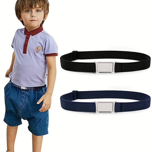 2pcs Boys Adjustable Belt With Magnetic Buckle Belt Kids Belt Beauty Fashion