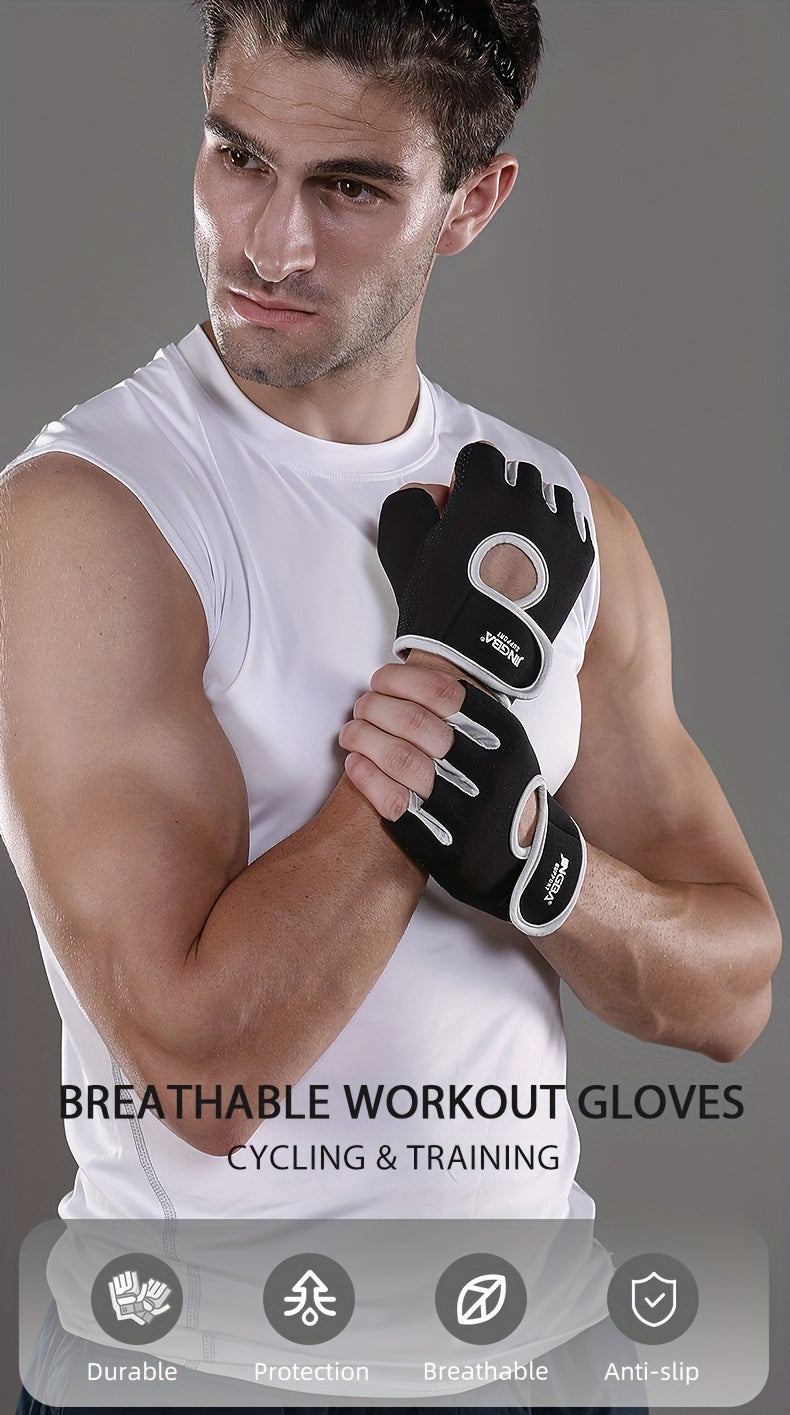 1 Pair of Premium Unisex GripMaster Sport Gloves - Adjustable, Non-Slip, Breathable, Sweat-Resistant, and Padded for Weightlifting, Cycling, and Fitness Training - Enhance Your Performance and Protection Beauty World Shop