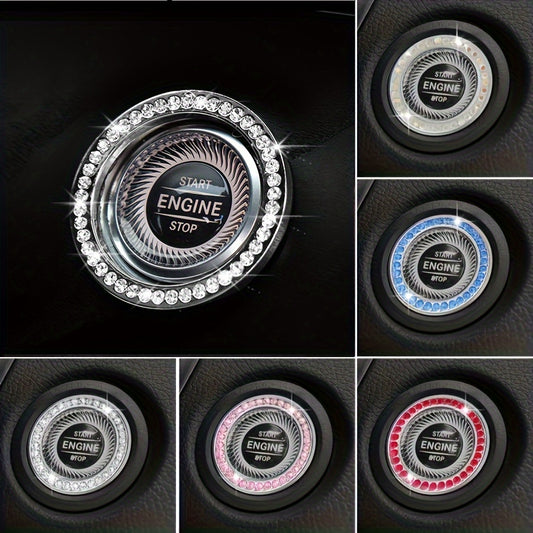 Rhinestone Decoration One-Button Start Ignition Ring - Car Accessory - Thanksgiving Christmas New Year Gift Beauty Fashion