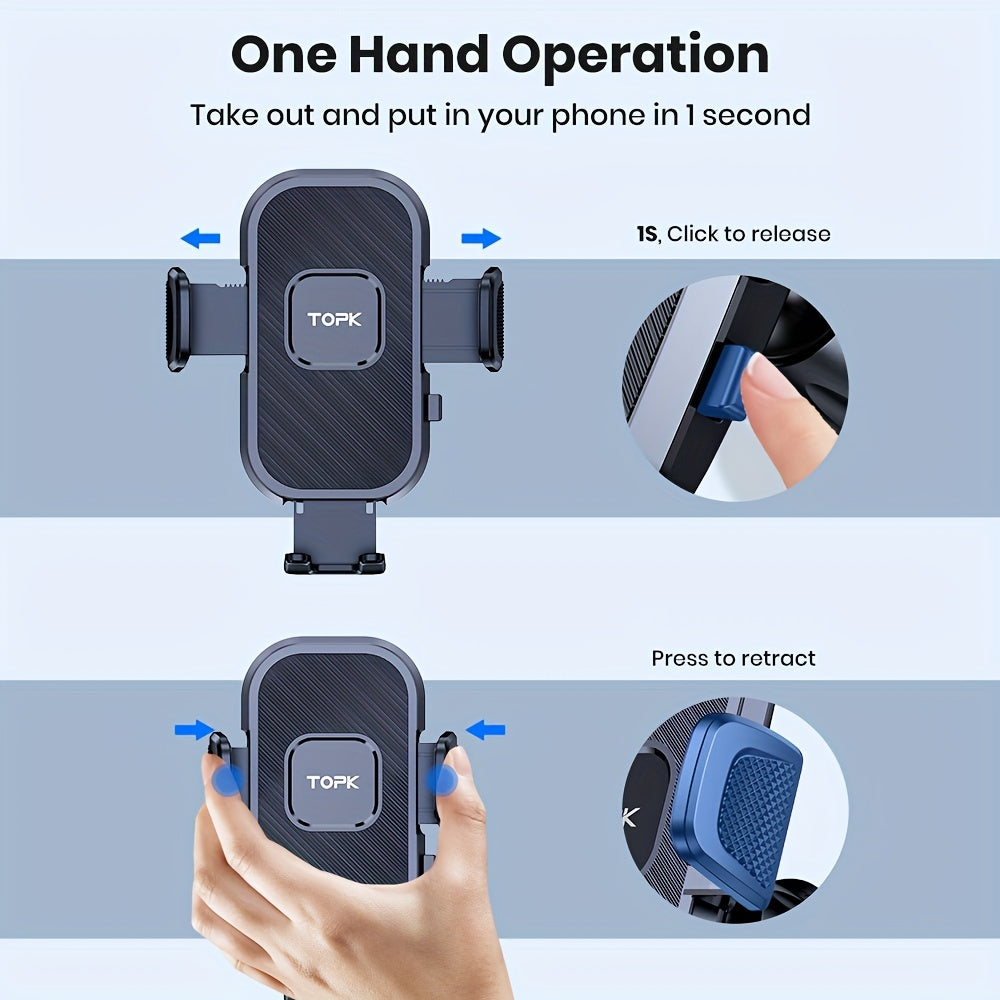 D38-C Car Phone Holder Mount by TOPK, Enhanced Adjustable Cell Phone Holder for Car Dashboard, Works with All Phones in Both Horizontal And Vertical Positions Beauty Fashion