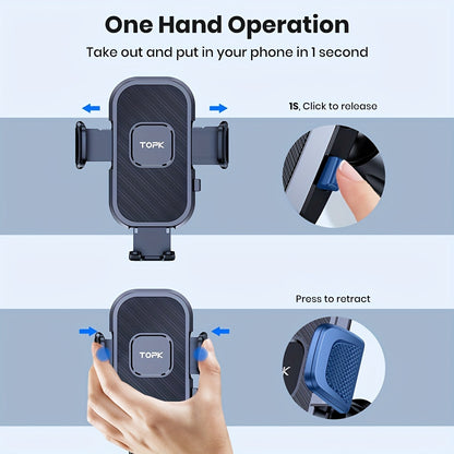 D38-C Car Phone Holder Mount by TOPK, Enhanced Adjustable Cell Phone Holder for Car Dashboard, Works with All Phones in Both Horizontal And Vertical Positions Beauty Fashion