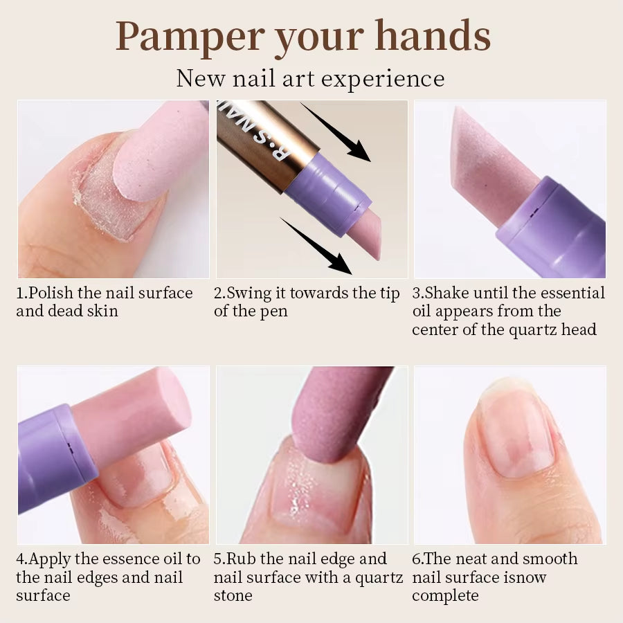 RSNAIL 3-In-1 Cuticle Oil Pen with Ceramic Nail Pusher for Hangnails Dry & Damaged Nails -Nail Care Pen for Repair & Nourishment
