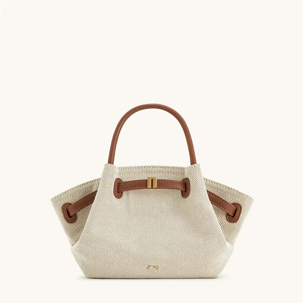 2025New Women'S Canvas Brown Crossbody Shoulder Bag Mini Vegan Leather Tote Bag Handbag Dumpling Bag High Quality Leather