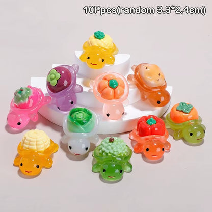 10Pcs Pcs Cute Mini Luminous Turtle Ornaments Glowing in the Dark Miniatures Turtle Micro Landscape Kids Toys Home Decor Gift