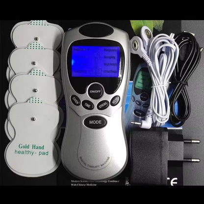 4 Ways Electrode Pads Electric Tens Massage Machine Acupunture Digital Therapy Pulse Stimulator Body Slimming Neck Massager Set