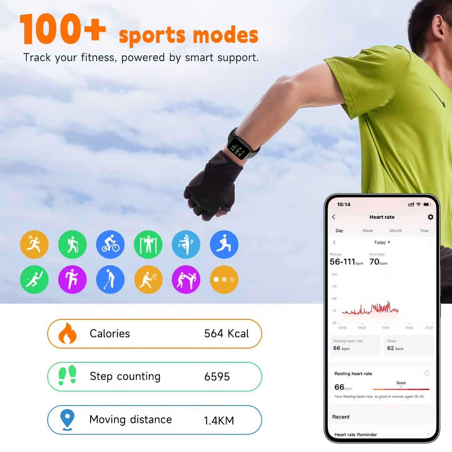 FAWEIO Smart Watch For Men Women Wireless Call, 1.95" Smartwatch With 100+ Sport Modes, Fitness Activity Tracker Pedometer, Built-in Alexa, For iPhone & Android, Perfect Gift For Family And Friends