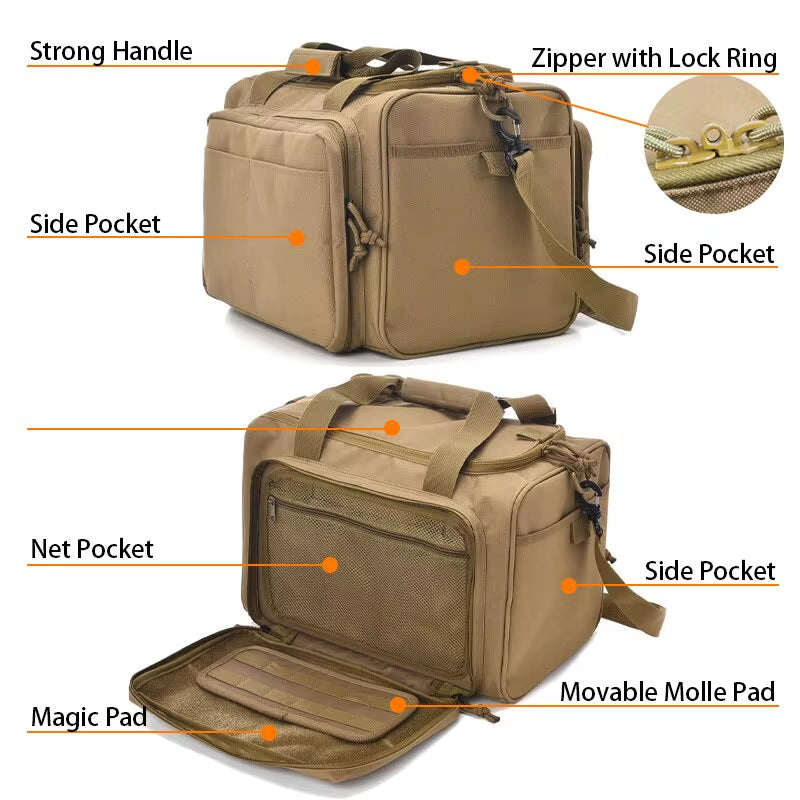 Gun Range Bag Tactical Molle Storage Pouch Men Multifunctional Pack Sports Shoulder Bag Outdoor Hunting Camping Climbing Bags