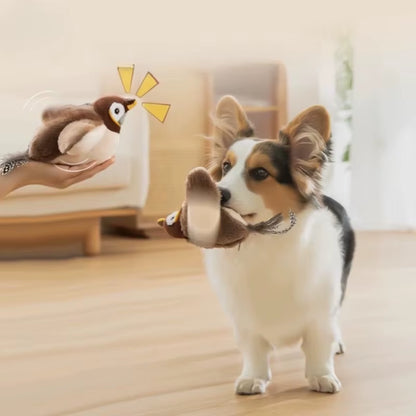 "Rechargeable Flapping Bird Cats Toy | Interactive Plush with Motion Sensor & Dual Sounds, Safe Chew Toy for Indoor Dogs/Cats"