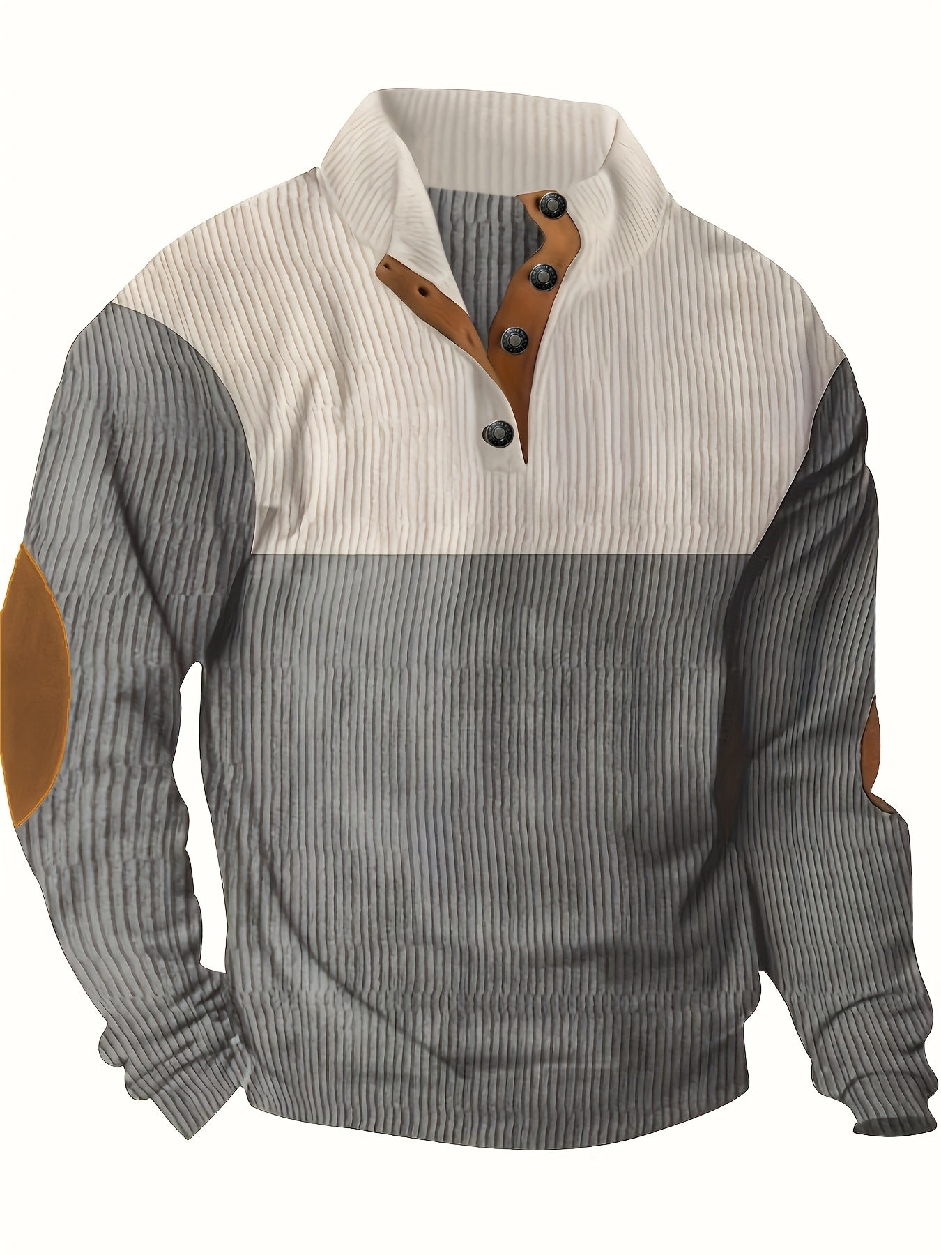 [1pc Casual Sport Shirt Embroidery] 1pc Men'S Casual Sport Shirt, Long Sleeve Crew Neck Knitwear with Embroidery Detail, Solid Color, Polyester Blend, Regular Fit - Fashion Colorblock Pullover Sweatshirt Beauty World Shop