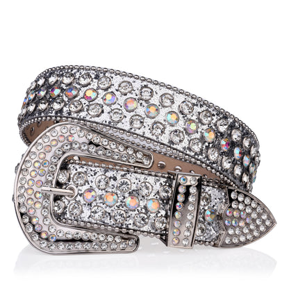 Plus Size Sparkling Y2K Rhinestone Belt - PU Leather Hip Hop Belt with Pin Buckle, Punk Cowgirl Style for Jeans, Pants, and Dresses, Perfect for Music Festivals, Beach, College, and Night Out Beauty Fashion
