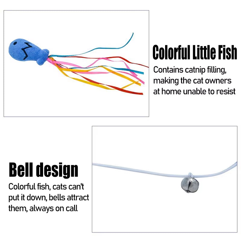 Fashion Cat Wand Toy Natural Woodenteaser Wand for Cat Interactive Elastic String Cat Stick Pole Toy for Indoor
