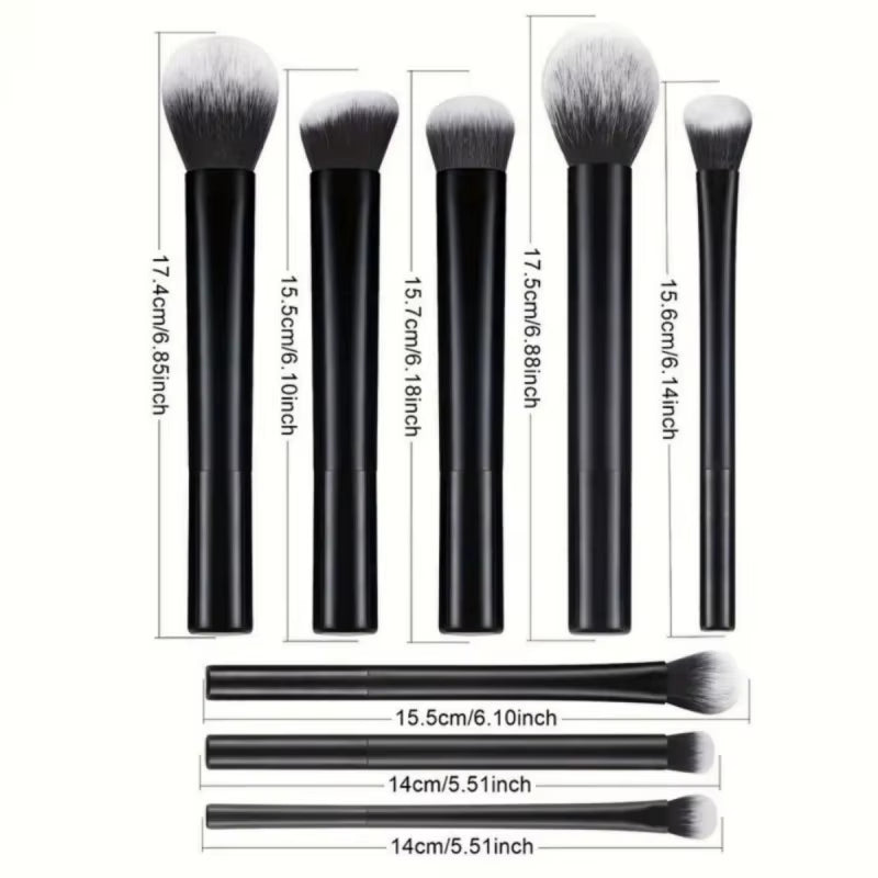 9Pcs Multifunctional Black Makeup Brush Set with 1Pc Beauty Egg,Soft Bristles for All Skin Types, Alcohol-Free Cosmetic Brushes